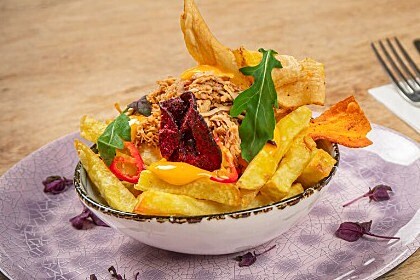 Loaded fries pulled chicken